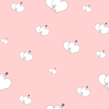 Heart and arrow seamless pattern