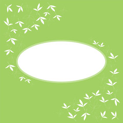 Fototapeta na wymiar Spring card hand drawn foliage on a green background. Vector illustration