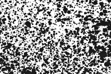 Random black ink stains on white paper pattern background.
