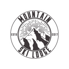 Mountains logo emblem vector illustration. Mountains and travel icon for tourism organizations.