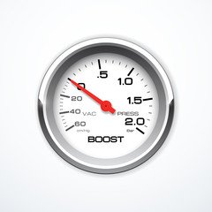 Vector boost meter isolated. Intake air pressure gauge