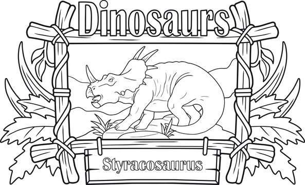 prehistoric dinosaur, styracosaurus, coloring book
