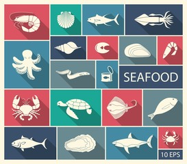 Icons of fish and seafood