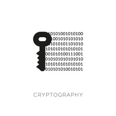 Cryptography concept with key and binary code. Simple element illustration