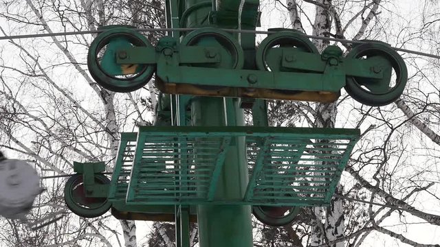 parts of drag lift, twisting mechanism lifts around. lift for skiers and snowboarders. winter sports