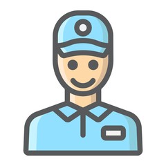 Delivery man filled outline icon, logistic and delivery, courier sign vector graphics, a colorful line pattern on a white background, eps 10.
