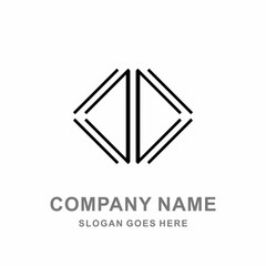 Naklejka premium Company Black Triangle Building Architecture Logo Vector Lines Diamond