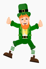 Flat character design illustration, leprechaun cartoon, Saint Patricks Day mascot