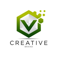 letter hexagonal pixel logo