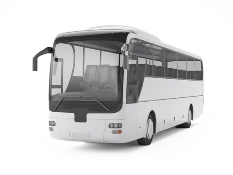 White big tour bus isolated on a white background. 3D rendering