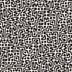 Seamless pattern with maze lines. Monochrome abstract background. Vector hand drawn labyrinth.