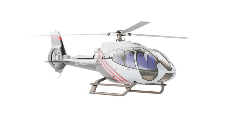 Helicopter isolated on the white background. 3D rendering