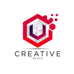 letter hexagonal pixel logo