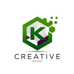 letter hexagonal pixel logo