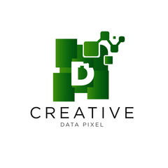 letter data pixel logo