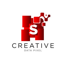 letter data pixel logo