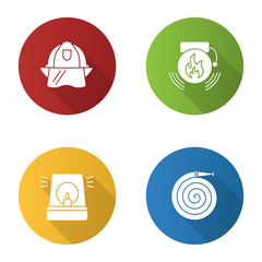 Firefighting flat design long shadow glyph icon