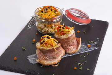 fish rolls with vegetables