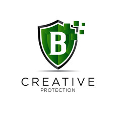 letter shield protection logo