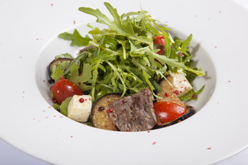 warm meat salad with cheese