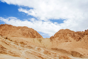 Rocks of oasis Chebika, famous landmark in Sahara desert. Tunisia.