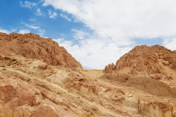 Fototapeta na wymiar Rocks of oasis Chebika, famous landmark in Sahara desert. Tunisia.