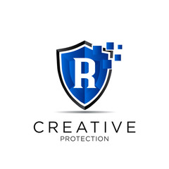 Obraz premium letter shield protection logo