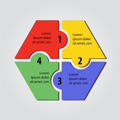 Infographic Hexagon Puzzle Four Element Analysis of SWOT