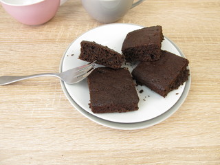 Selbst gebackene Schokoladen Brownies Kuchen