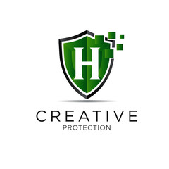 letter shield protection logo