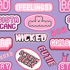 Colorful seamless pattern with words 