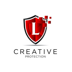 letter shield protection logo