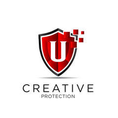 letter shield protection logo