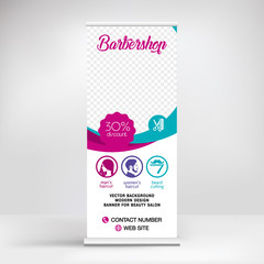 Banner roll-up for beauty salon, hairdresser