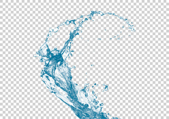Realistic vector water splash on white transparent background.
