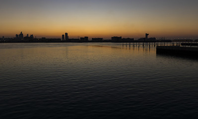 Fototapeta na wymiar Abu Dhabi at sunset time