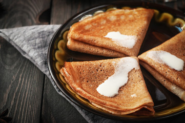 Delicious pancakes with sweet fillings. Maslenitsa.
