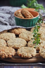 Homemade oatmeal cookies with raisins
