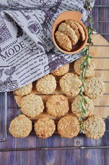 Homemade oatmeal cookies with raisins
