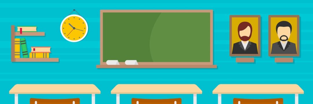 Classroom Banner. Flat Illustration Of Classroom Vector Banner For Web