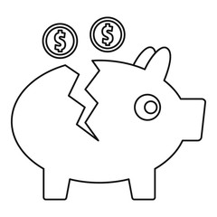Piggy bank icon. Outline illustration of piggy bank vector icon for web