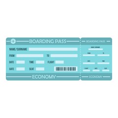 Boarding pass icon. Flat illustration of boarding pass vector icon for web