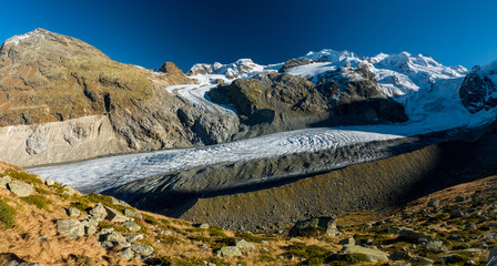 Morteratschgletscher und Bernina-Massiv, Pontresina, Schweiz