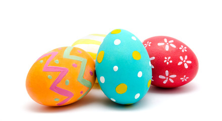 Perfect colorful handmade easter eggs isolated on a white