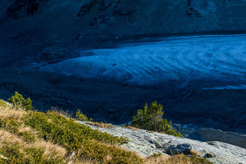 Blaue Gletscherzunge des Morteratschgletschers, Val Morteratsch, Engadin, Schweiz