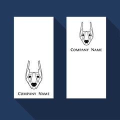 Doberman dog visit card in geometric modern style.