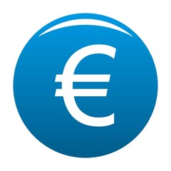 Euro symbol icon vector blue circle isolated on white background 