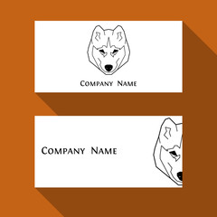 Husky dog business card in geometric modern style.