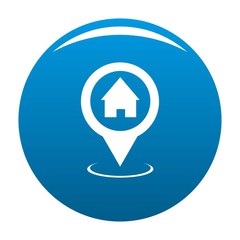 Home map pointer icon vector blue circle isolated on white background 