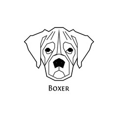 Boxer dog icon in geometric modern style.